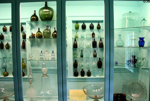 Collection of glass bottles at Shelburne Museum. Shelburne, VT.