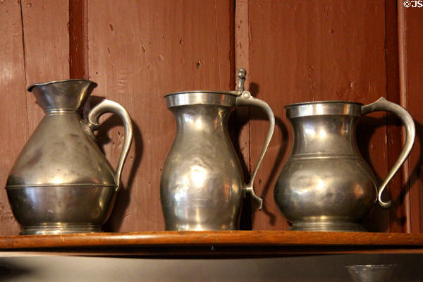 Pewter & Britannia pitchers at Shelburne Museum. Shelburne, VT.