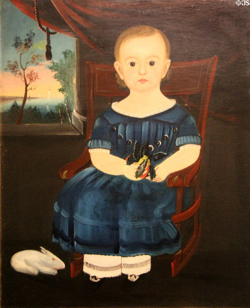 Child with Rabbit painting (1835) by William Matthew Prior at Shelburne Museum. Shelburne, VT.