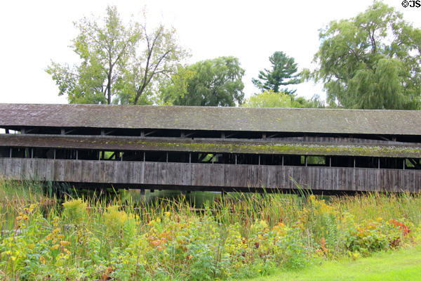 Covered bridge (1845) by George W. Holmes (168ft / 51m) at Shelburne Museum. Shelburne, VT.