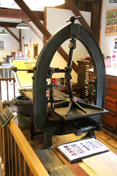 Shelburne Hand Press (c1820) in Ben Lane Print Shop at Shelburne Museum. Shelburne, VT.