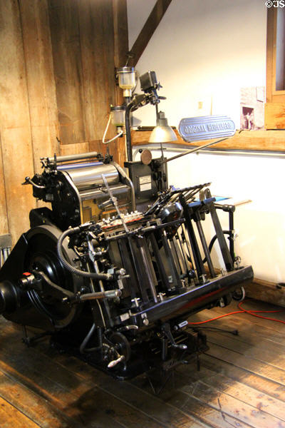 Original Heidelberg windmill press (1954) from Germany in Ben Lane Print Shop at Shelburne Museum. Shelburne, VT.