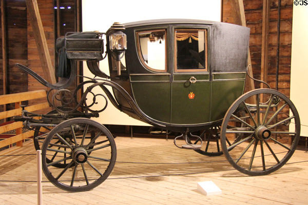 Berlin coach (c1890) by Million & Guiet of Paris, France in Round Barn at Shelburne Museum. Shelburne, VT.