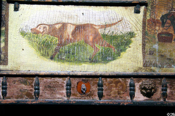 Painting detail on Gypsy wagon (late 19thC) at Shelburne Museum. Shelburne, VT.