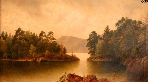 Study, Harbor Island, Lake George painting (1871) by David Johnson at Marsh-Billings-Rockefeller Mansion. Woodstock, VT.