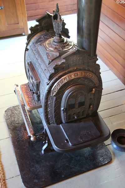 Cast iron parlor stove marked Duplex Heater by Perry & Co. of Albany, NY & Chicago at Billings Farm & Museum. Woodstock, VT.