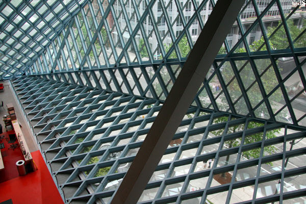Window wall structures of Seattle Public Library. Seattle, WA.