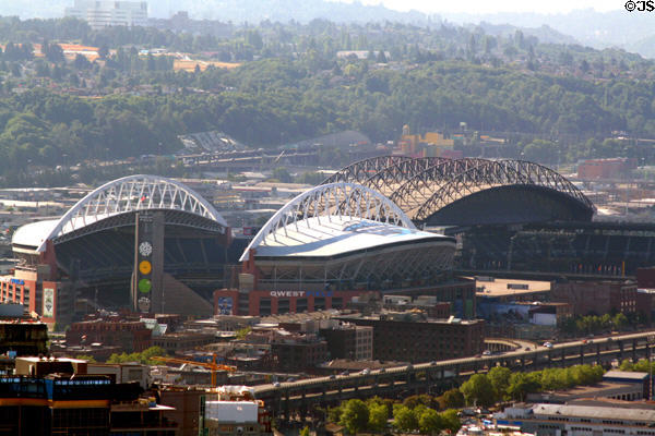 Qwest Field & Safeco Field sports complexes overview. Seattle, WA.