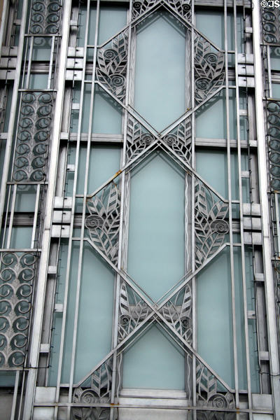 Details of Art Deco screen on entrance of Seattle Asian Art Museum. Seattle, WA.