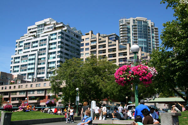 Victor Steinbrueck Park & residential buildings at northern end of Pike Place Market. Seattle, WA.