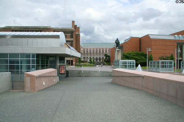 Skylights of Henry Art Gallery frame Central Plaza of University of Washington. Seattle, WA.