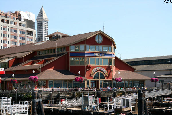 Pier 55 with Smith Tower beyond. Seattle, WA.