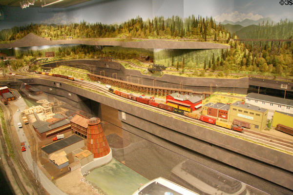 Model railway with Washington scenery at Washington State History Museum. Tacoma, WA.