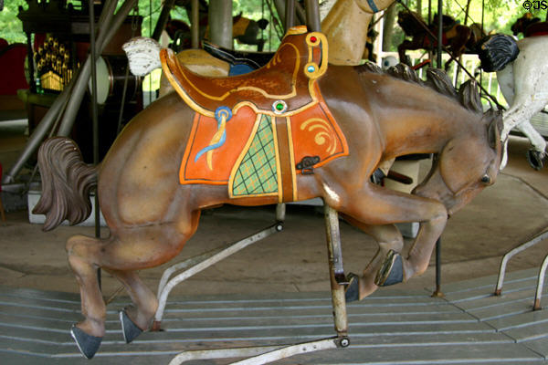 Bucking bronco on antique carousel at Circus World Museum. Baraboo, WI.