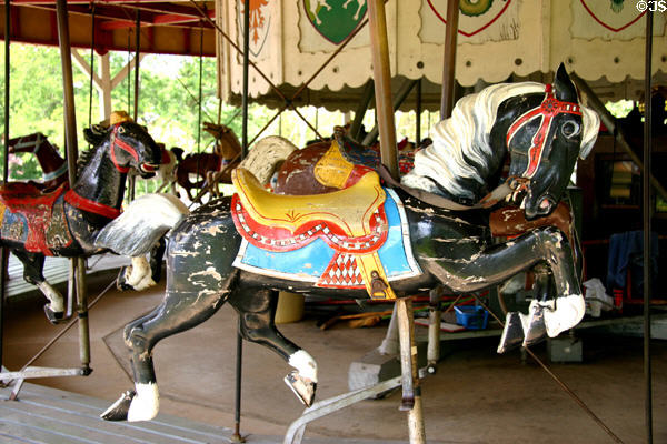 Antique carousel with only horses because circuses found that children of the bygone era were afraid of other animals at Circus World Museum. Baraboo, WI.