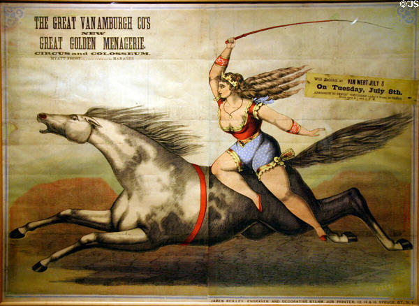 Poster (1879) for Great Van Amburgh Cos New Great Golden Menagerie, Circus & Colosseum, an American show at Circus World Museum. Baraboo, WI.