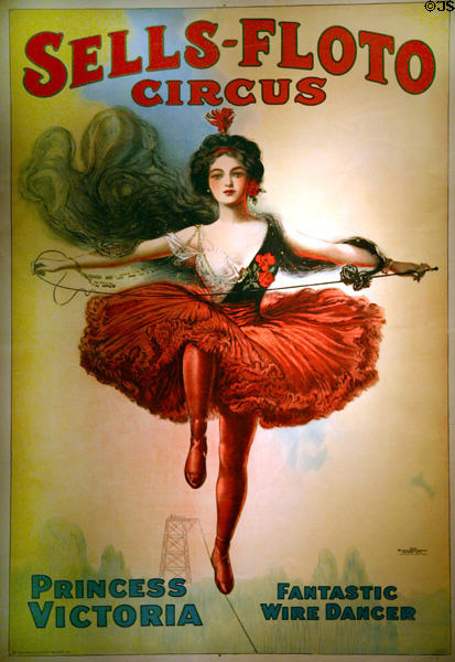 Poster (1919) for high wire dancer Princess Victoria of the Sells-Floto Circus at Circus World Museum. Baraboo, WI.