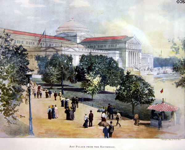 Print (1894) of Art Palace at World's Columbian Exposition by Poole Bros. at Columbus Museum. Columbus, WI.