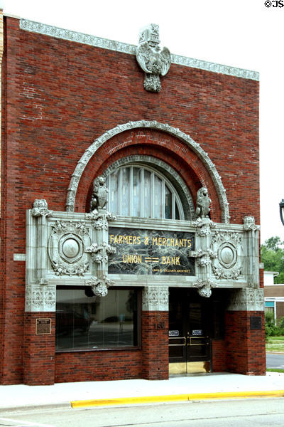 Facade of Sullivan's Farmer's & Merchant's Union Bank. Columbus, WI.