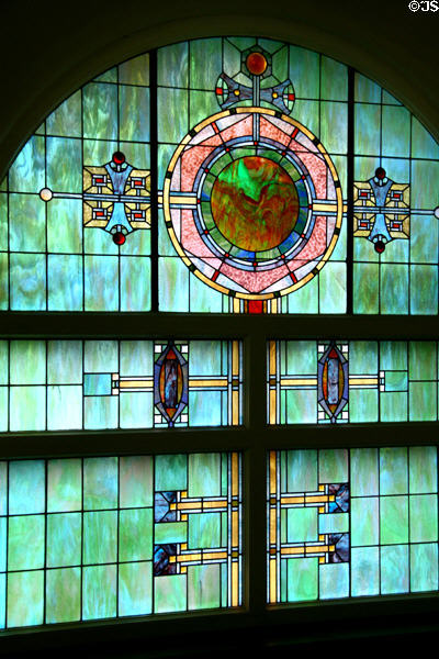 Sullivan stained-glass window details in Farmer's & Merchant's Union Bank. Columbus, WI.