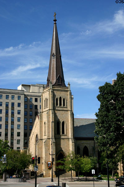 Grace Episcopal Church (1858) (2 North Carroll St.). Madison, WI. Architect: James O. Douglas. On National Register.