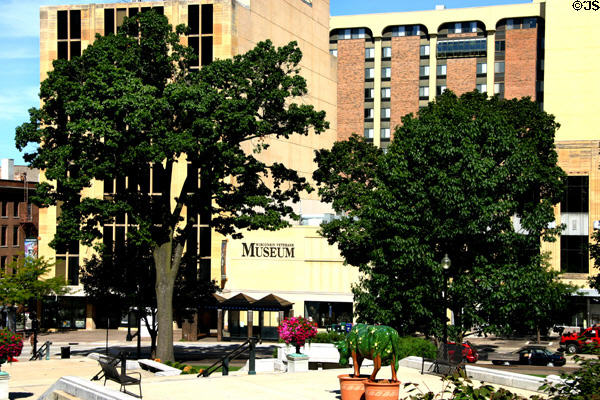Wisconsin Veterans Museum Building opposite State Capitol (30 West Mifflin St.). Madison, WI.