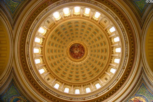 Dome interior of Wisconsin State Capitol. Madison, WI.
