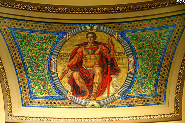 Government mosaic in rotunda of Wisconsin State Capitol. Madison, WI.