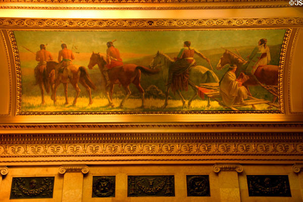 Native American transportation mural in GAR Memorial Hearing Room of Wisconsin State Capitol. Madison, WI.
