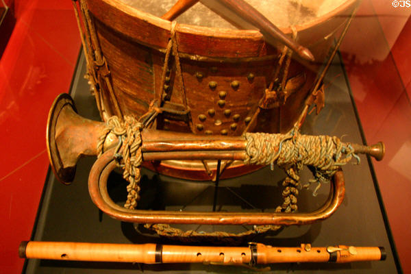 Civil War trumpet, drum & fife at Wisconsin Veterans Museum. Madison, WI.