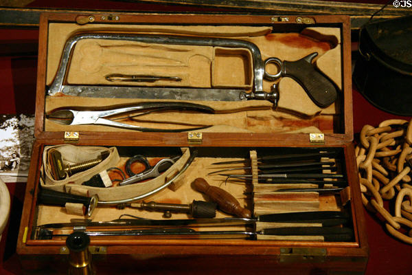 Civil War field surgical amputation kit at Wisconsin Veterans Museum. Madison, WI.