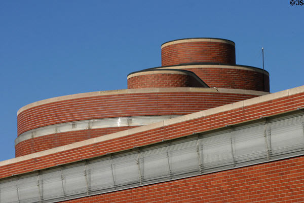 Round roof structures atop SC Johnson Wax Administration Building. Racine, WI.