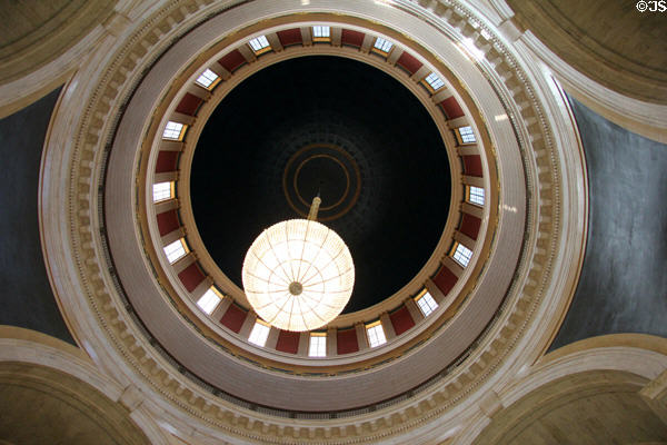 Chandelier of Czechoslovakian crystal hanging from dome of West Virginia State Capitol. Charleston, WV.