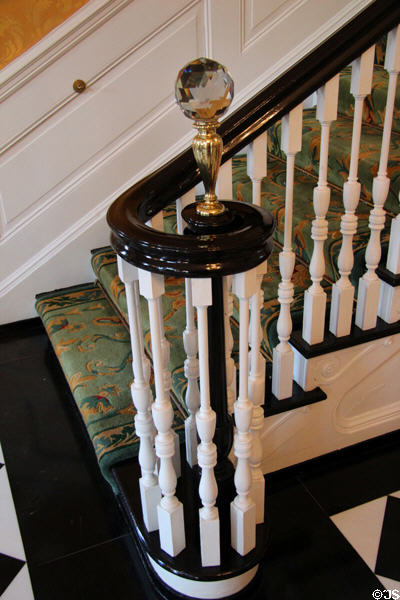Cut crystal finial on newel post at West Virginia Governor's Mansion. Charleston, WV.