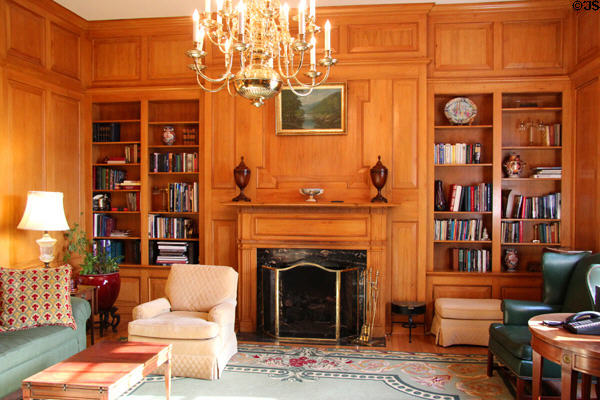 Library with butternut (white walnut) paneling at West Virginia Governor's Mansion. Charleston, WV.