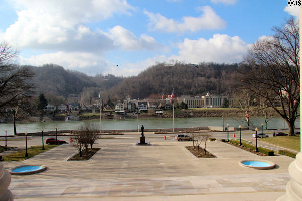 View from West Virginia Capitol steps across Kanawha River. Charleston, WV.