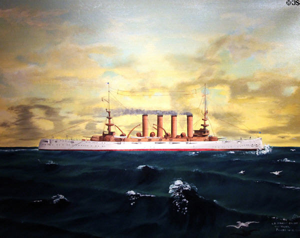 USS West Virginia Cruiser painting (1901) at West Virginia State Museum. Charleston, WV.