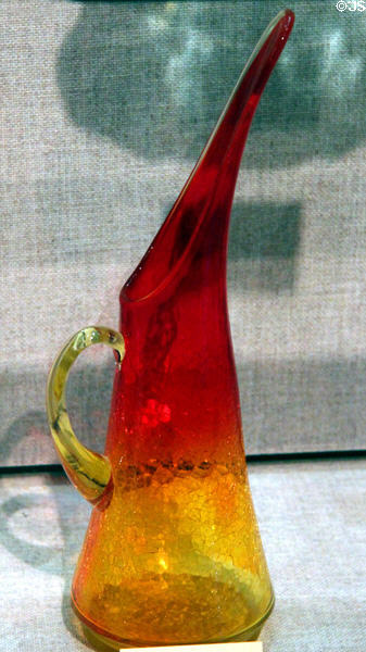 Crackle glass ewer, Kanawha Glass in Dunbar, Kanawha Co. (1957-85) at West Virginia State Museum. Charleston, WV.