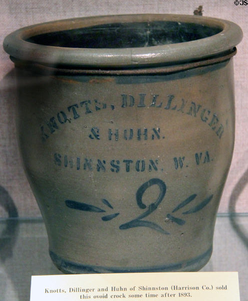 Stoneware crock (c1890's) from Shinnston, WV at West Virginia State Museum. Charleston, WV.