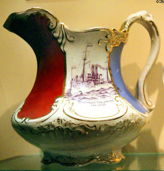 "Remember the Maine" pitcher (c1898) by Labelle China of Wheeling, WV at West Virginia State Museum. Charleston, WV.