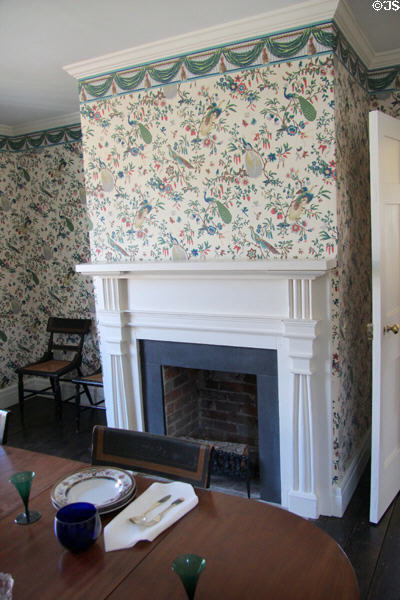 Dining room with 1834 pattern reproduction wall paper at Craik-Patton House. Charleston, WV.