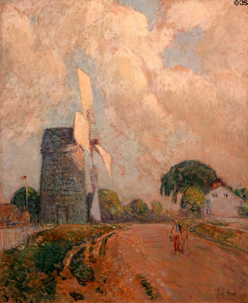 Windmill at Sundown, East Hampton, MA painting (1898) by Childe Hassam at Huntington Museum of Art. Huntington, WV.