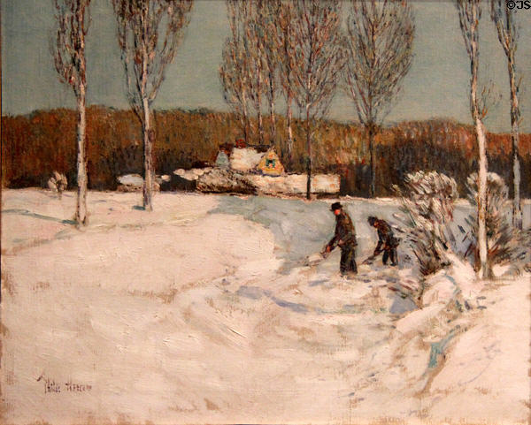 Shoveling Snow painting (c1905) by Childe Hassam at Huntington Museum of Art. Huntington, WV.