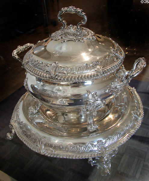 Silver soup tureen (George IV, 1820-21) by Paul Storr of Britain at Huntington Museum of Art. Huntington, WV.