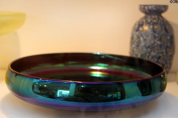 Iridescent glass Float Bowl (c1922-4) by Dugan Glass Co., Indiana, PA at Huntington Museum of Art. Huntington, WV.