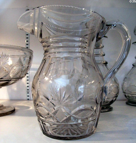 Blown lead glass pitcher (c1820-40) by Bakewell, Page & Bakewell, Pittsburgh, PA at Huntington Museum of Art. Huntington, WV.