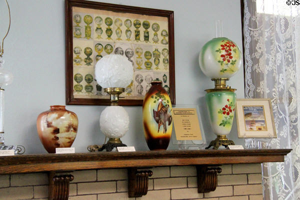 Fostoria vases & lamps at Fostoria Glass Museum. Moundsville, WV.