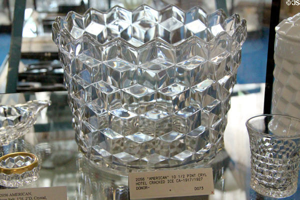 American crystal hotel cracked ice bowl (c1917-27) at Fostoria Glass Museum. Moundsville, WV.