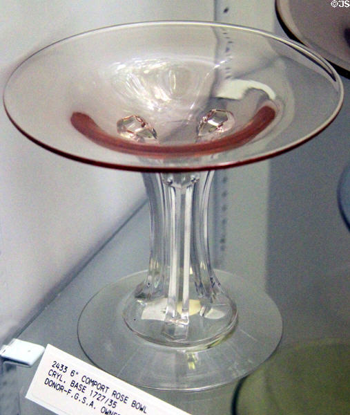 Comport rose bowl (1927-35) at Fostoria Glass Museum. Moundsville, WV.