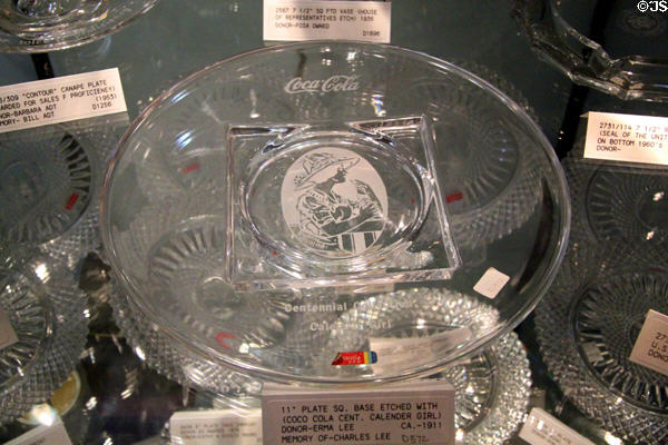 Coca Cola centennial plate (c1986) at Fostoria Glass Museum. Moundsville, WV.